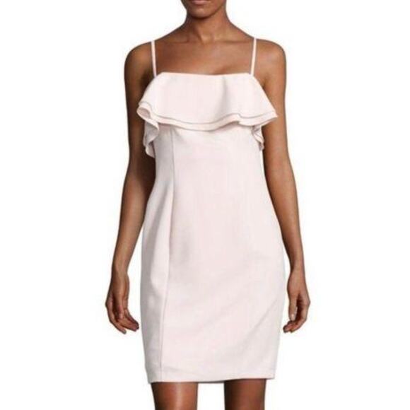 Karl Lagerfeld Paris Blush Pink Ruffle Neckline Dress Size 14 - Picture 1 of 11
